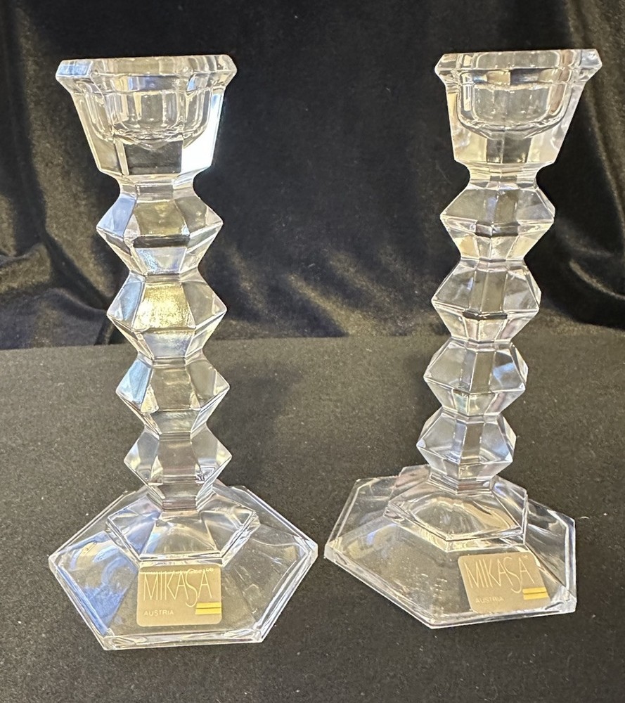 1 Pair Mikasa Crystal Candle Holders