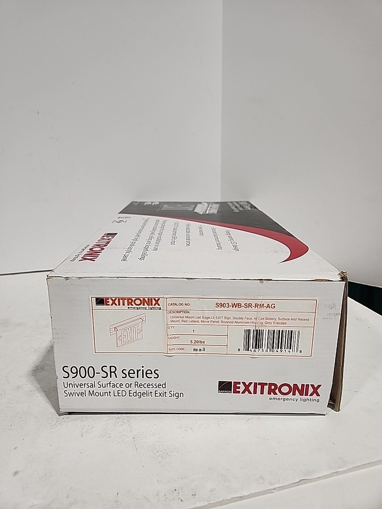 Exitronix S903-WB-SR-RM-AG Universal RED LED Edgelit Exit Sign
