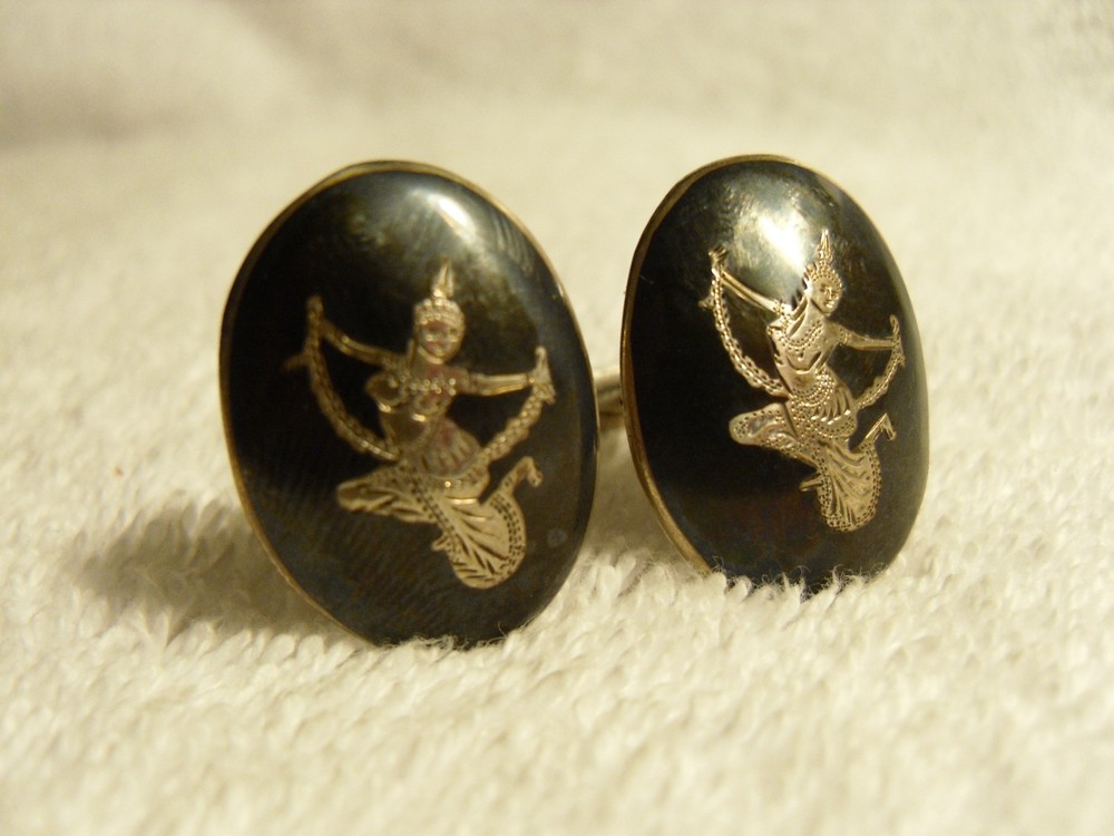 Vintage SIAM solid sterling silver cuff links set - SIAM