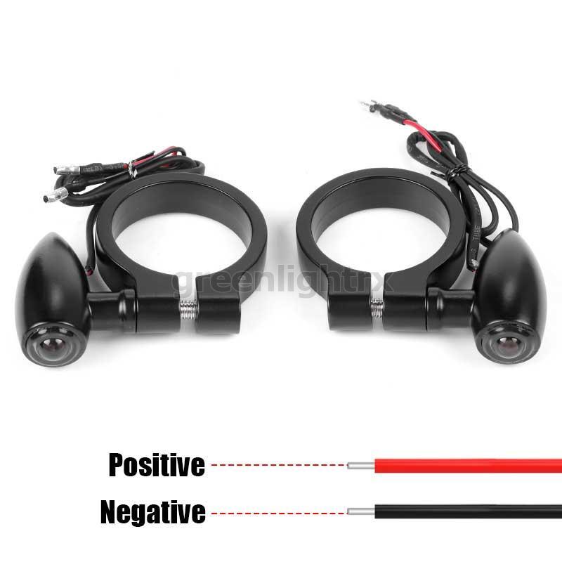2Pcs Motorcycle LED Turn Signal Lights 41mm Fork Clamp Blinker Amber Indicator