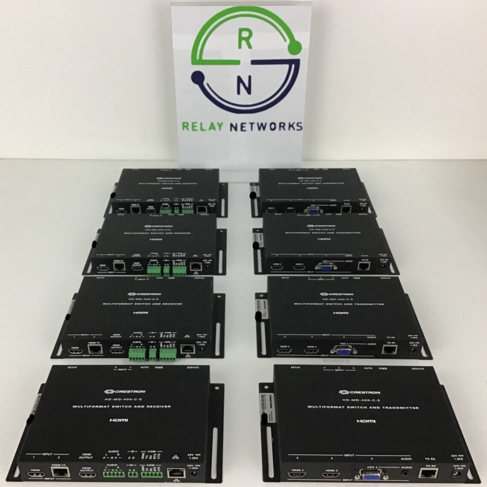 LOT OF 4 Crestron HD-MD-400-C-E  (4x Switch & Receiver 4x Switch & Transmitter)