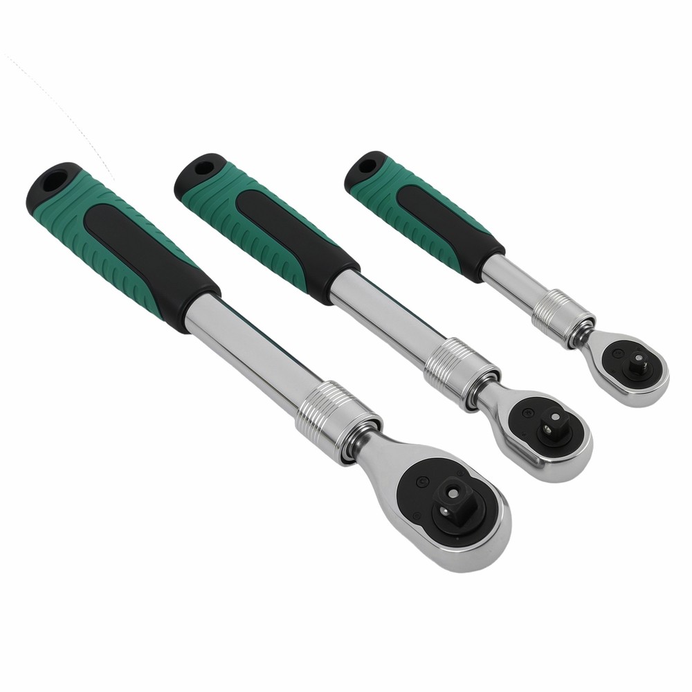 Professional Socket Wrench Set 3PC Extendable Handle 72-Tooth Mechanic Tools