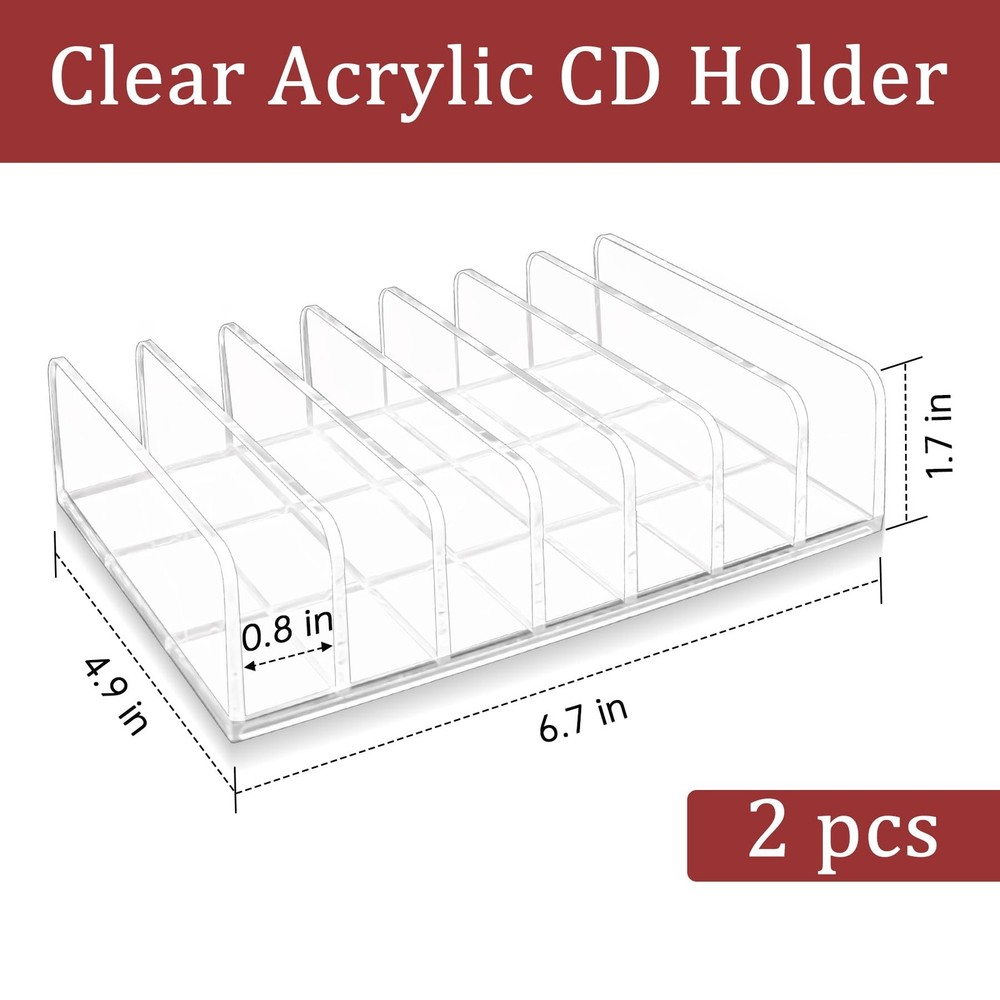2 Pcs Clear Acrylic CD Holder, DVD/CD Display Rack & CD Storage Box & Vinyl...