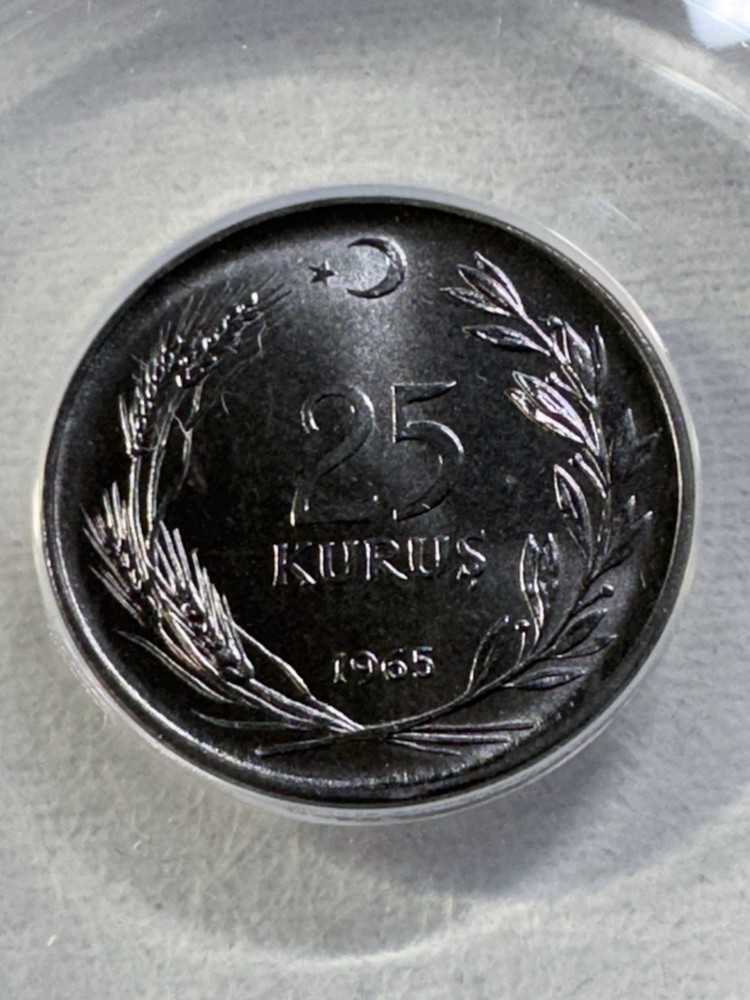 1965 Turkey 25 Kurus Graded MS 67 by ANACS