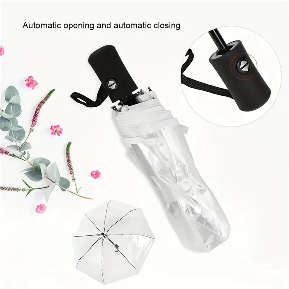 1 piece of fully automatic transparent compact portable automatic tri-fold umbre