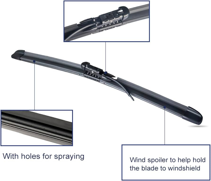 For Tesla Model X Front Windshield Wiper Blade 28"+18" with Integrated Washing