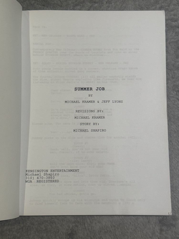 SUMMER JOB by Michael Kramer & Jeff Lyons SCRIPT SCREENPLAY KENSINGTON ENTERTAIN