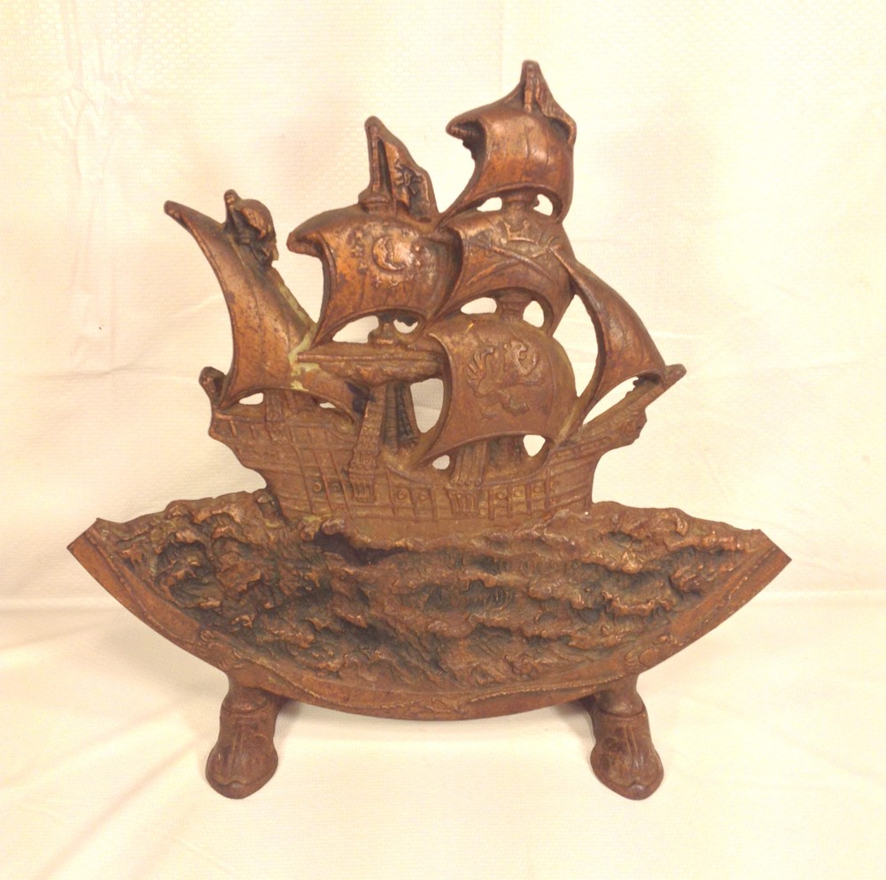 Antique Cast Iron Ship Door Stop Columbus' Ship? No Makers Mark