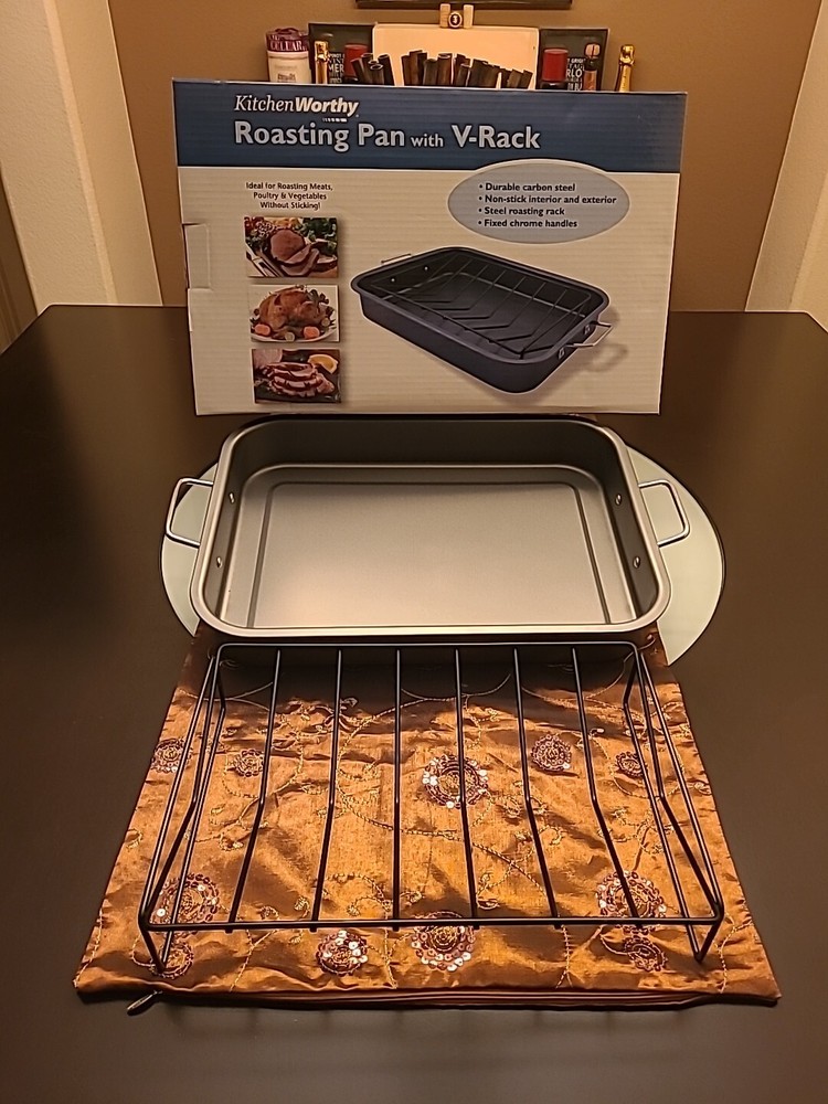 KITCHENWORTHY Kitchen Roasting Pan With V-Rack (NEW) #86