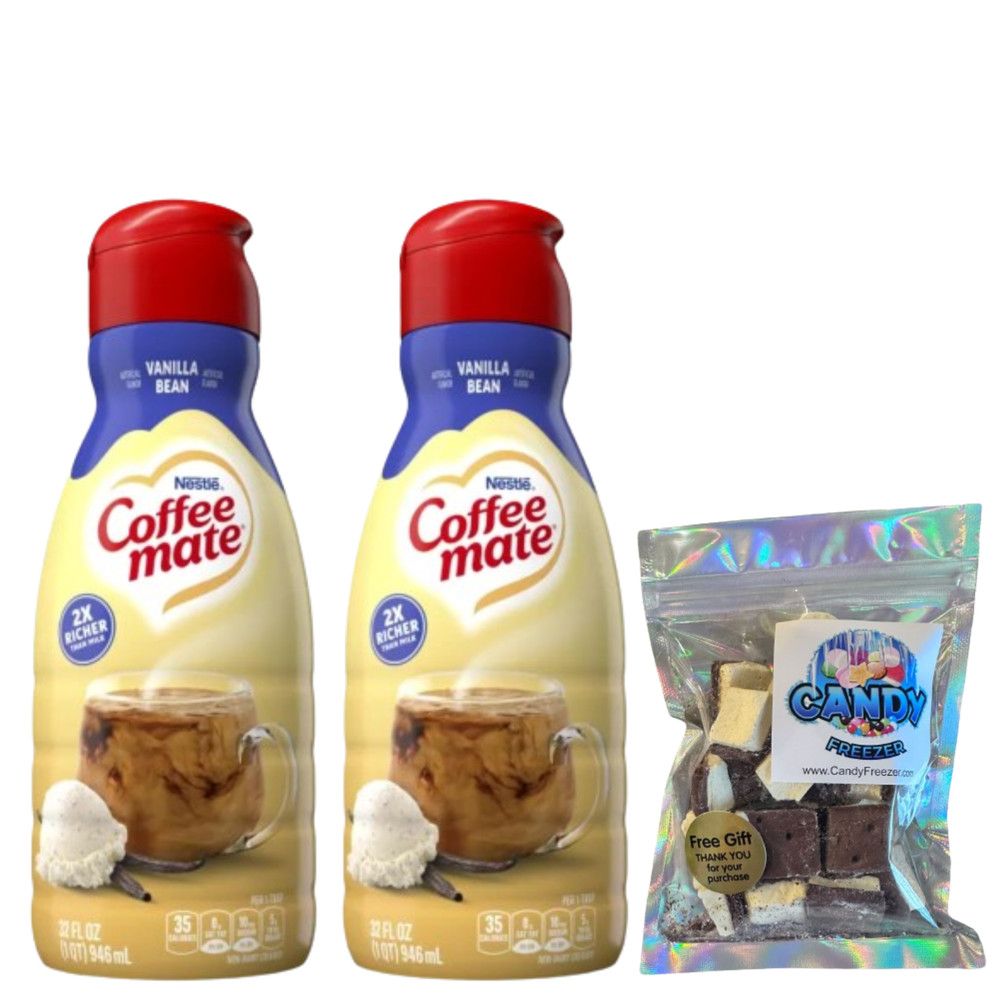 CoffeeMate Vanilla Bean Liquid Coffee Creamer 32 oz 2 pack e/ Ice Cream Bites