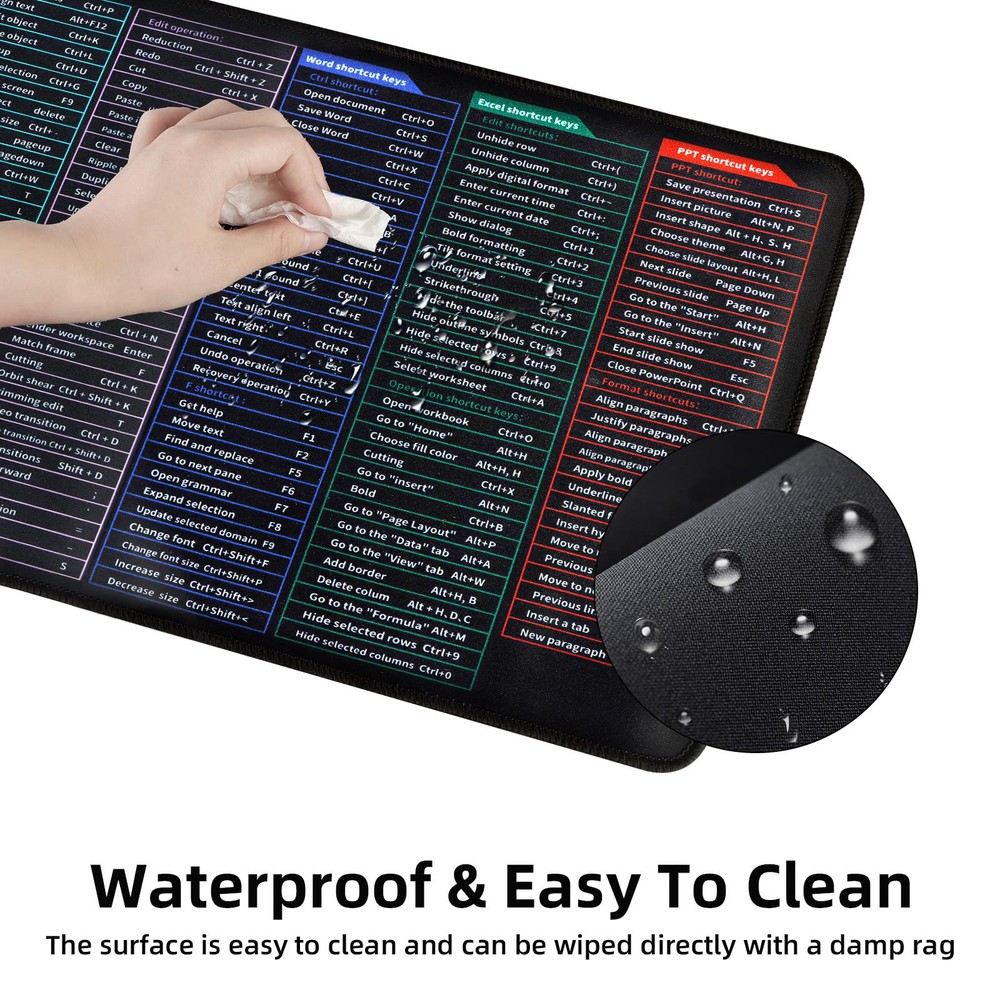Computer Mouse Pad Desk Mat Office Power Point Excel Word CAD Shortcut Keys