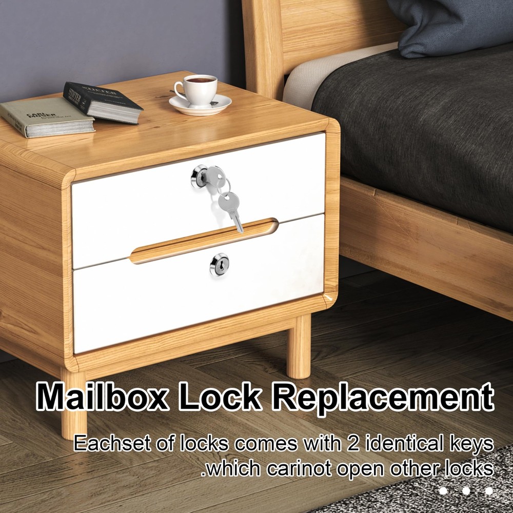 A Set Silver Universal Stainless Toolbox Locks with Keys, Iron 2 Pack