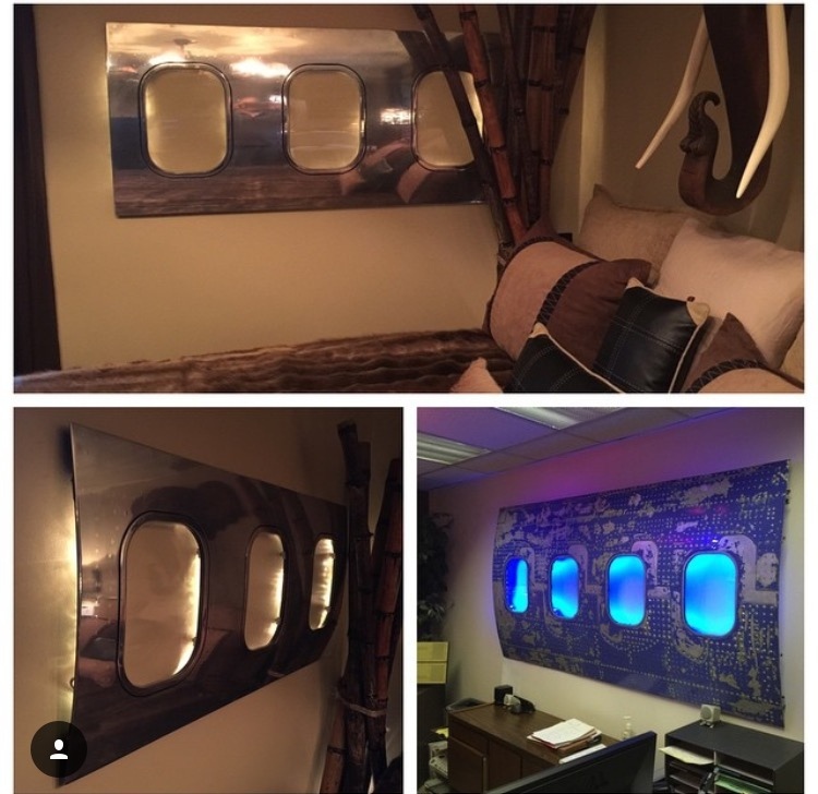 Airplane Window fuselage art With Lights