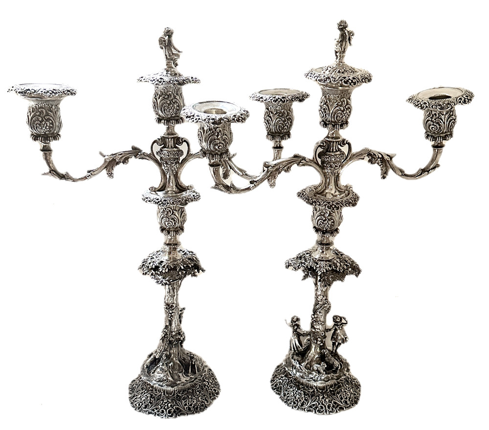 Antique GERMAN ROCOCO STERLING SILVER Candelabras  | 3,488 grams