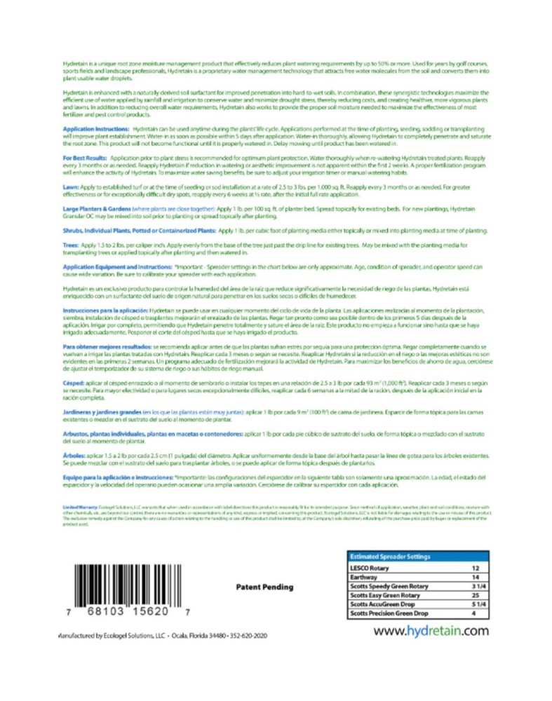 Hydretain Root Zone Moisture Manager - Granular OC (15 lb.)