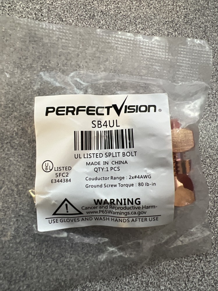 5 LOT PERFECT VISION SB4UL #4 SPLIT BOLD UL APPROVED GROUND BRASS SOLID COPPER