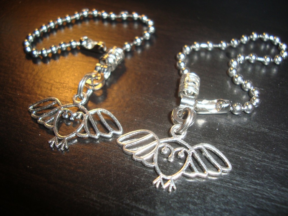 Pair Ceiling Fan Pull Chains Charming Owl Pendants Decorative Light/Lamp Pulls