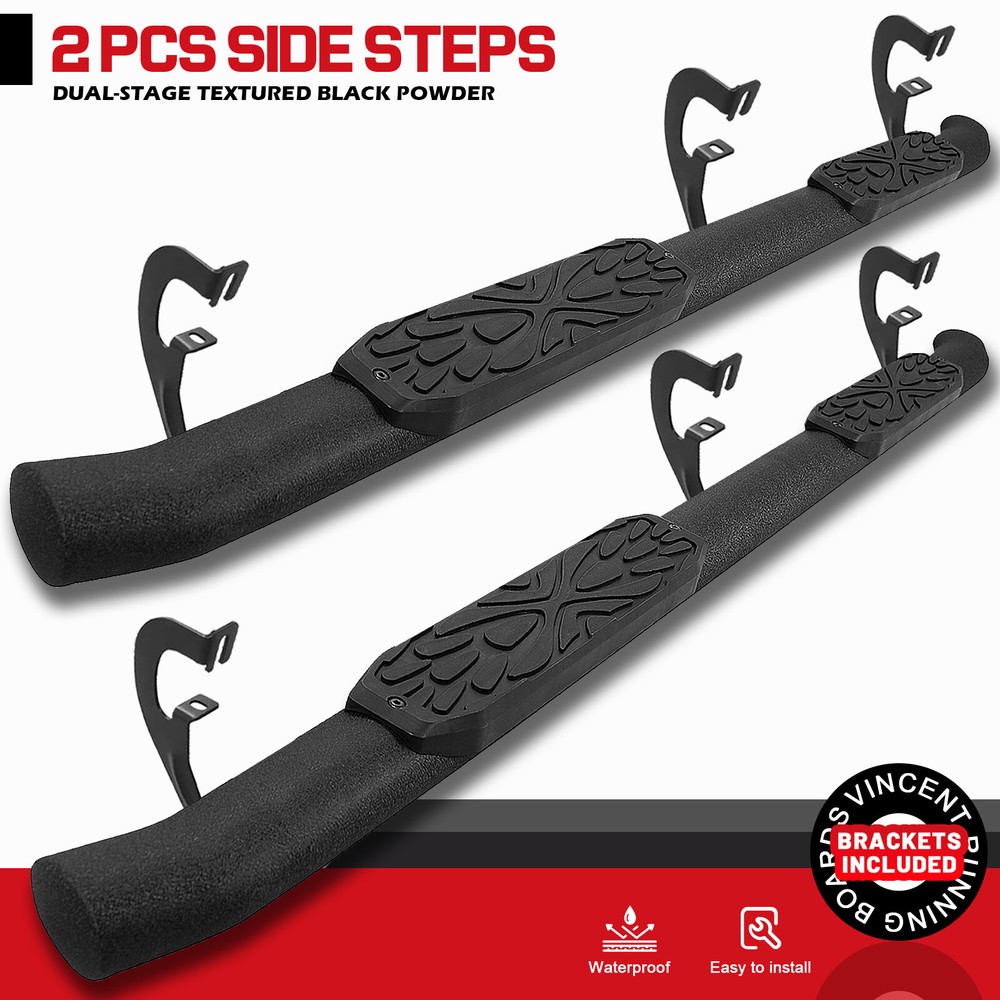 FOR 2007-2018 Silverado/Sierra Double Cab Side Step Bar Curved Running Board BLK