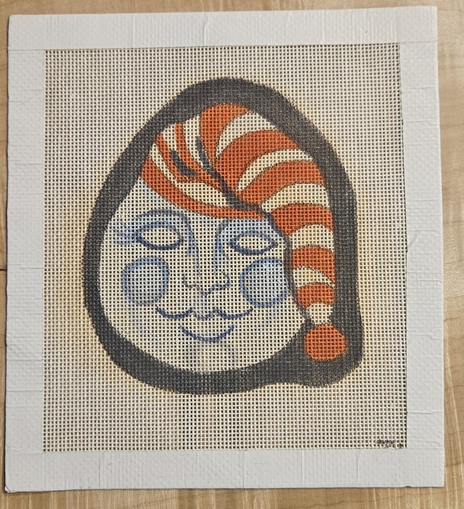 Handpainted needlepoint canvas: man in moon sleeping