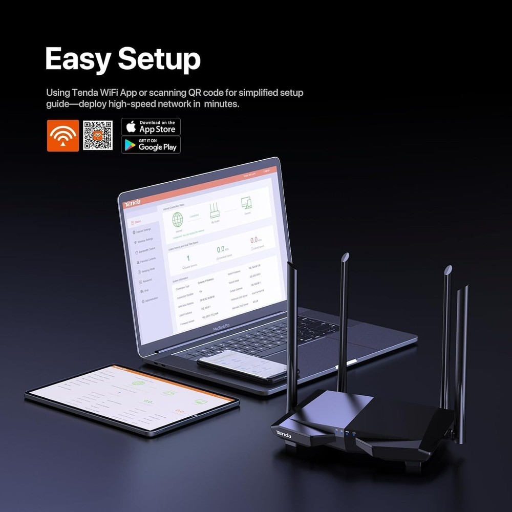 Advanced AC1200 WiFi Router - Smart App, Parental Controls & Extensive Coverage