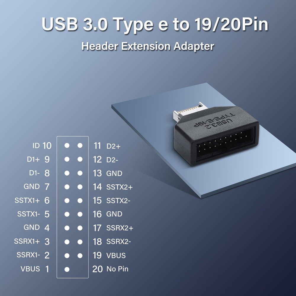 SinLoon USB 3.0 Front Panel Header Type E to 19/20Pin Black