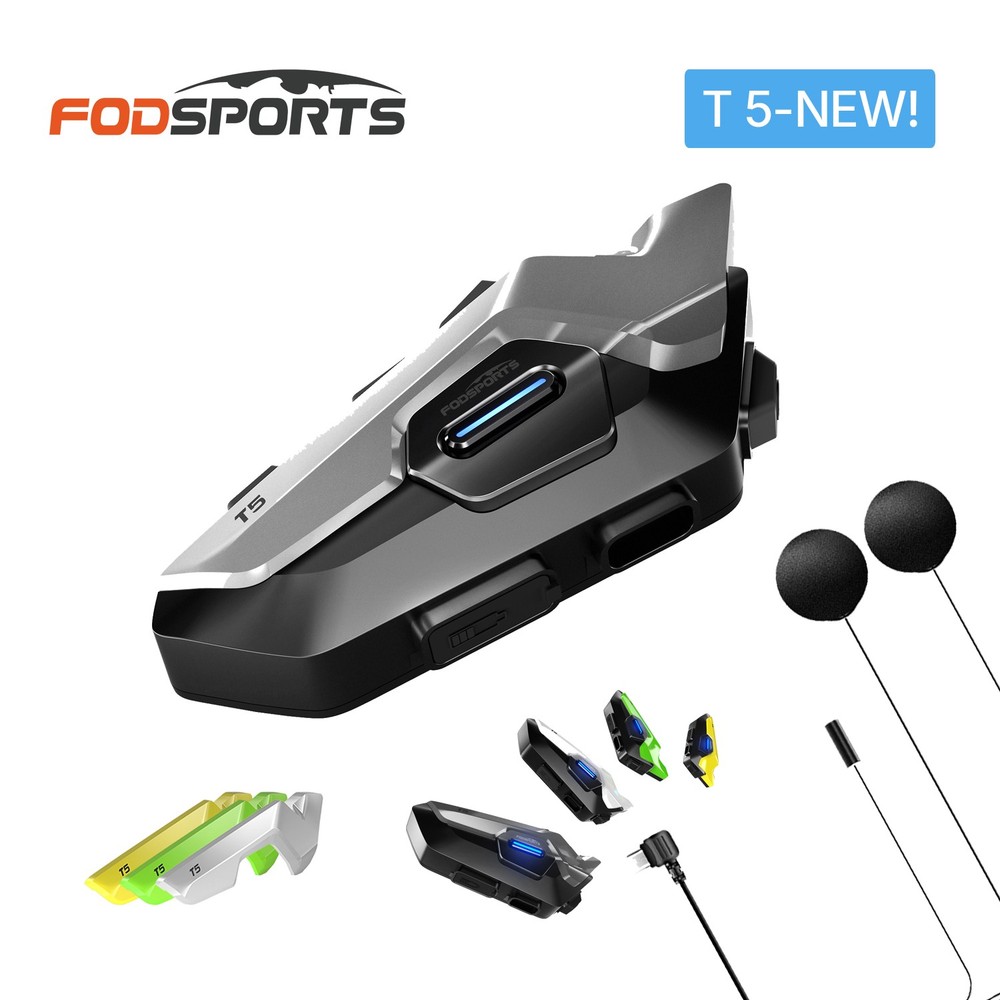 T5 Motorcycle Helmet Bluetooth Headset Intercom 2-Way 1000m Communication +Shell