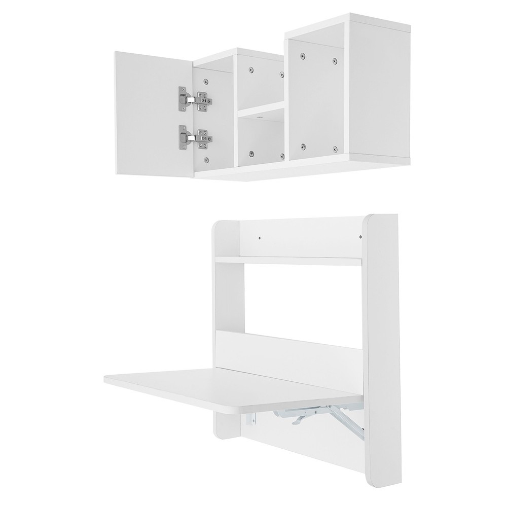 Folding Space Saving Wall-Mount Table Fold Down Laptop Desk White Writing Table