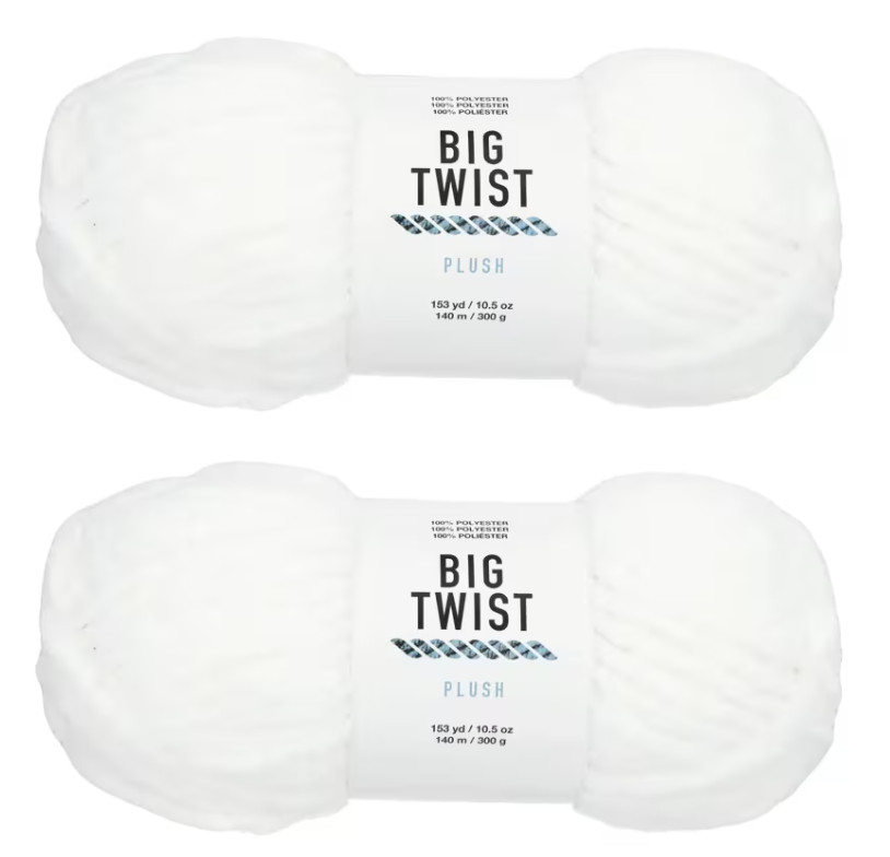2 Skeins Solid Color Blanket Polyester Yarn, BIG TWIST
