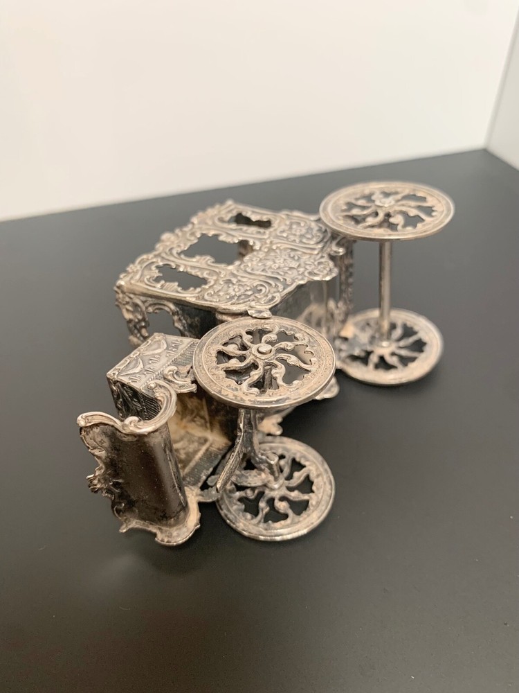 RARE Antique Miniature Rococo Silver Coach