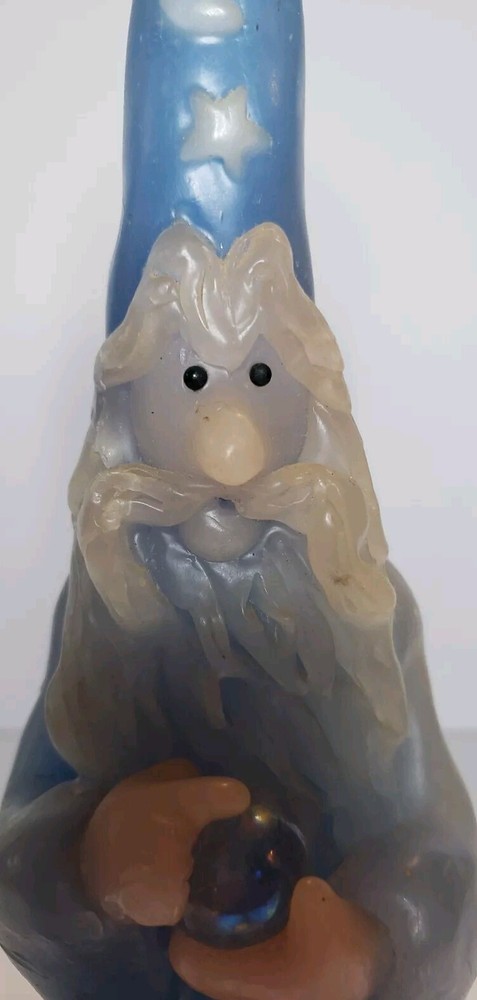 Candle Decorative Wizard Blue White, No Fragrance