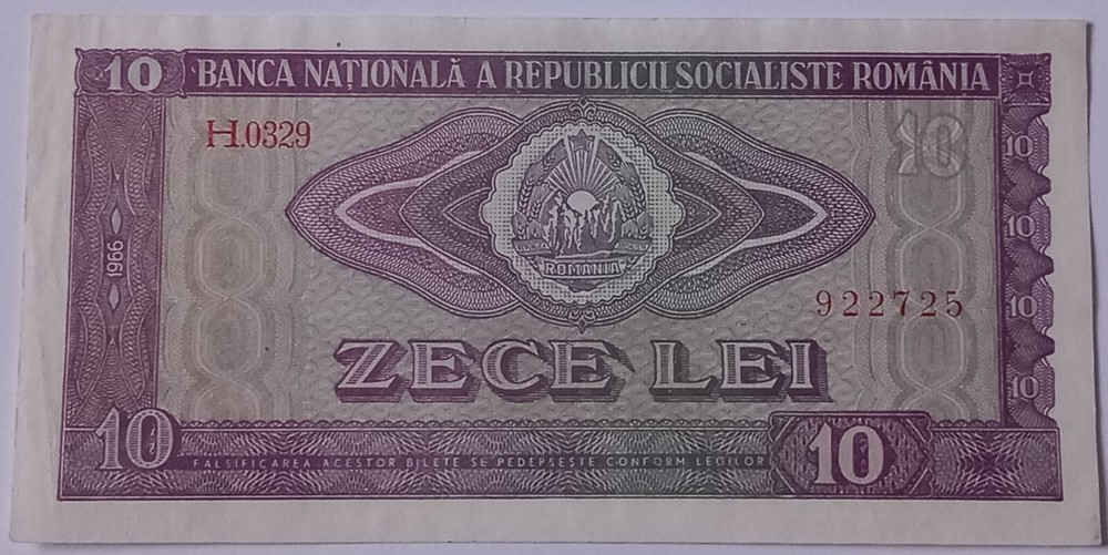 Romania , 10 Lei 1966