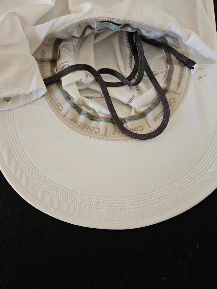Coolibar Stevie Ultra Sun Hat White, One Size, UPF 50+, Adjustable Neck Drape