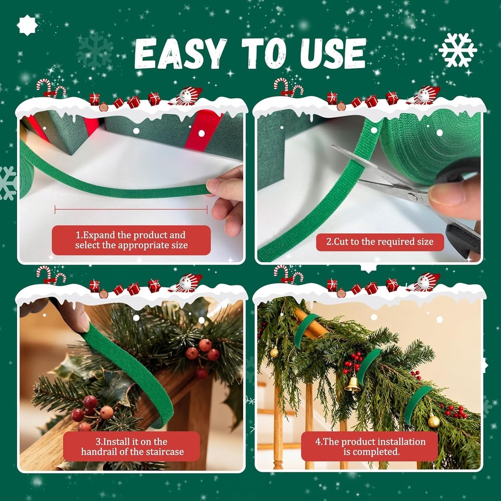 50ft Green Cuttable Garland Cable Tie Roll Decorations
