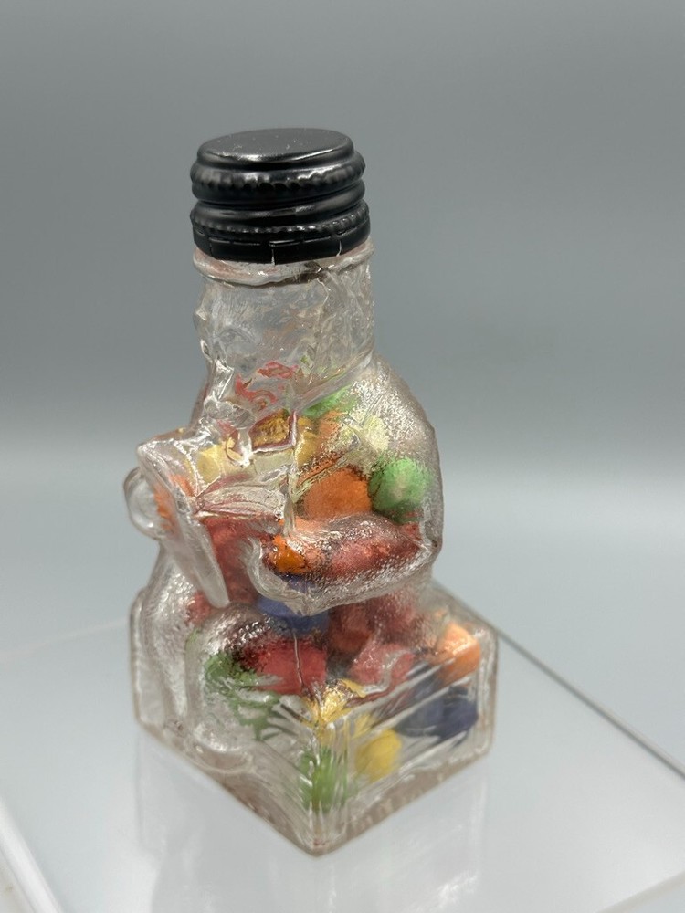 c 1910 Learned Reading FOX BOTTLE or BEAR Glass CANDY CONTAINER Antique E&A 470