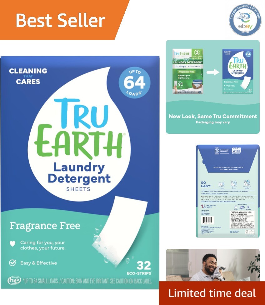 Compact Unscented Dry Laundry Detergent Sheets – 32 Load Eco-Friendly Packs