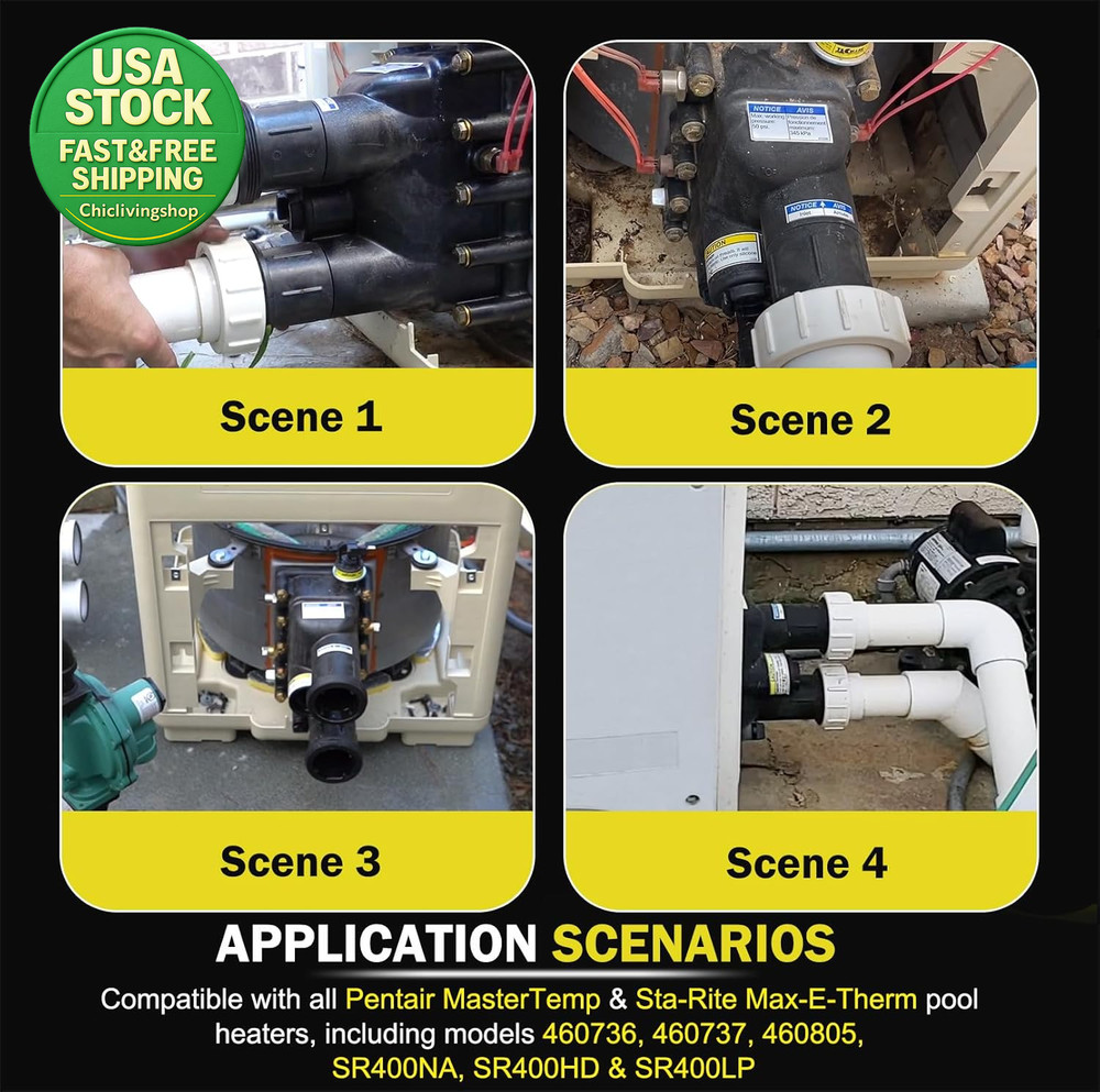 Pool Heater Manifold Replacement Kit Compatible Mastertemp Max-E-Therm