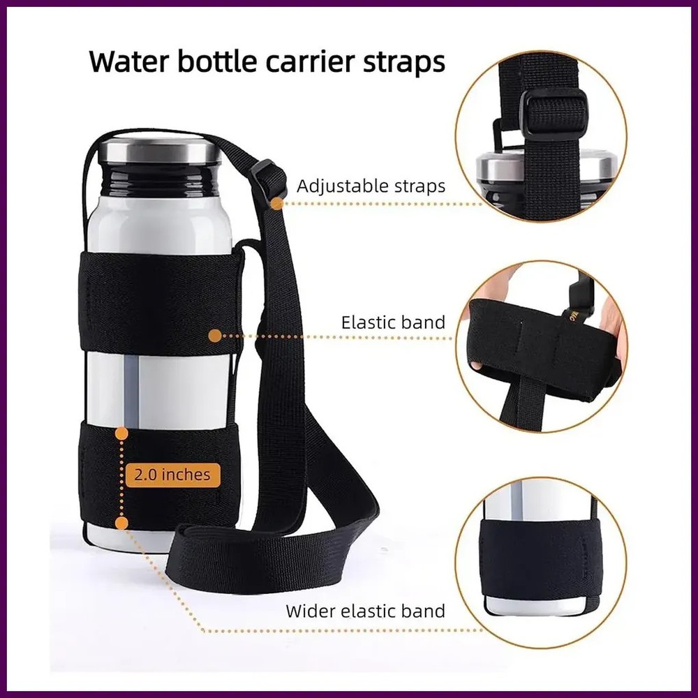 Durable Universal Water Bottle Carrier Sling Adjustable Elastic Bottle Shoulder