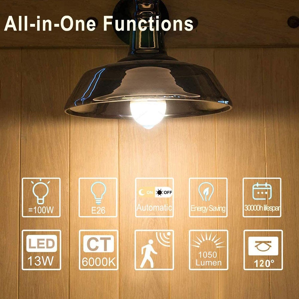 OHLUX Motion Sensor Light Bulbs Outdoor, 13W(100W Equivalent) Movement Activa...