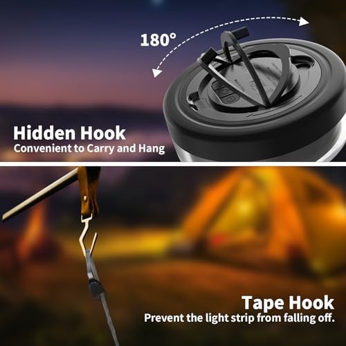 Camping String Lights 32.8FT, 2 in 1 Outdoor Camping Lantern with 14 Lighting