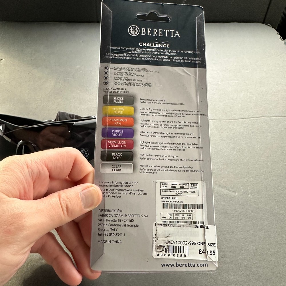 Beretta Challenge Black Glasses with Polycarbonate (Open Box)