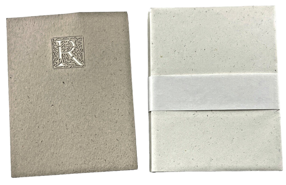 Hallmark Blank Note Cards Monogram Letter R Scrollwork Beige Sand  Elegant