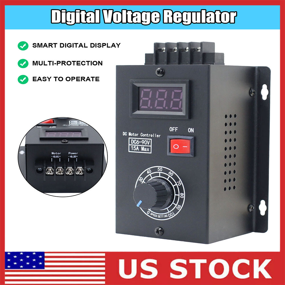 PWM DC Motor Speed Controller, High Precision DC 6-90V 15A DC Motor Controller