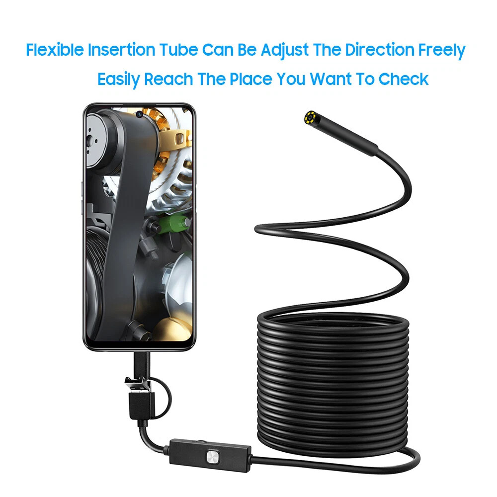 6LED USB Snake Endoscope Borescope HD Inspection Camera Scope for Android Type C