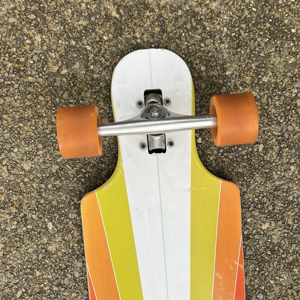 Layback Sunstripe White 40" Drop Thru Longboard Skateboard Complete