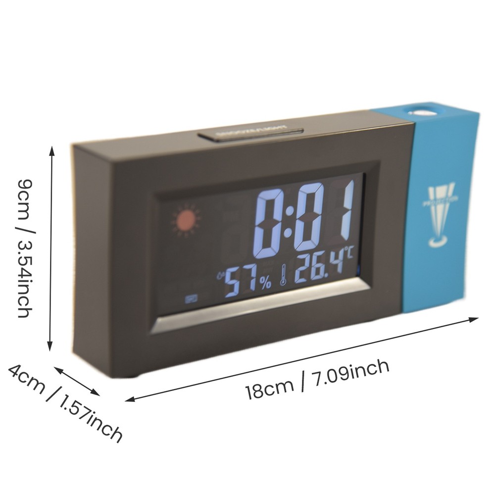 Projection Digital Alarm Clock Date Snooze Function Adjustable Angle9370