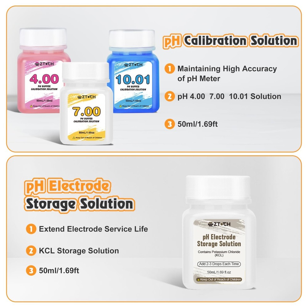 pH Calibration Solution Kit, pH 4 7 10 with KCL Electrode Storage Solution*1,...