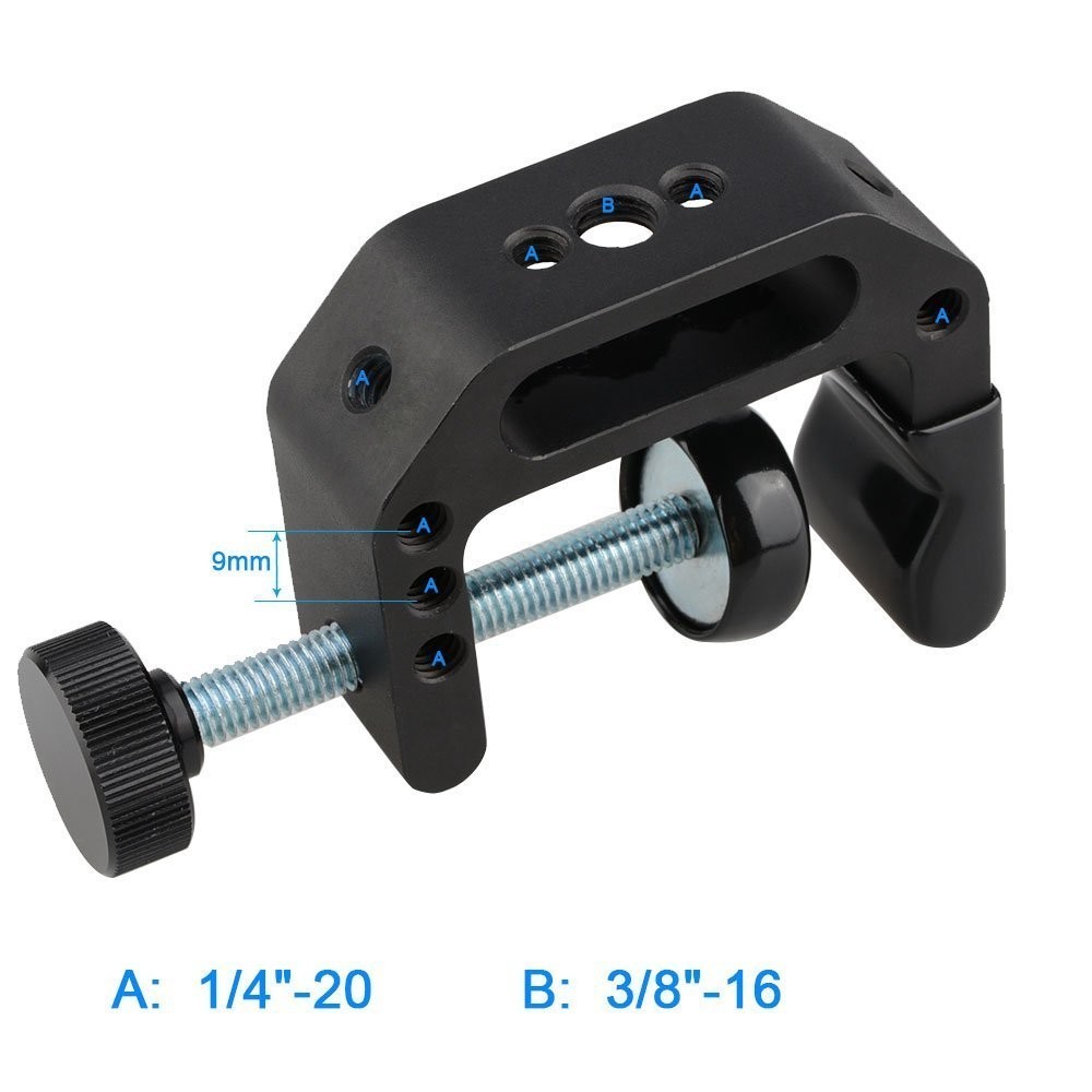 Classic Black Universal C-Clamp for Desks - Lightweight & Adjustable Design