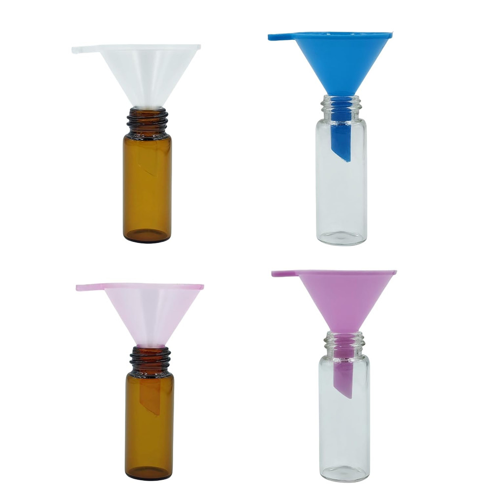Mini Funnels 8-Pack with Spoon | Small Funnel Set for Filling Tiny Bottles, Esse