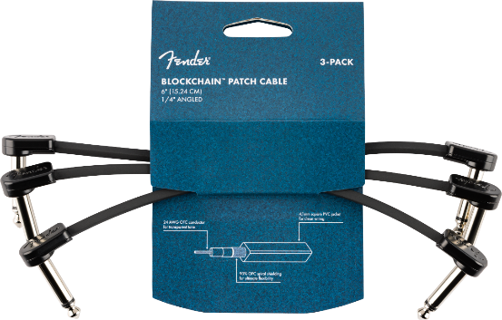 Fender Blockchain 6" Pedal Patch Cables, 3-pack, Angle/Angle