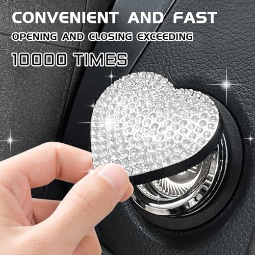 Heart Shape Car Engine Start Button Cover, Sparkly Rhinestone Ignition White